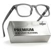 imageTIJN Premuim Blue Light Blocking Glasses for Women Men Square Frame Nerd Eyeglasses Anti Blue Ray Computer Screen GlassesClear Smoke