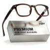 imageTIJN Premuim Blue Light Blocking Glasses for Women Men Square Frame Nerd Eyeglasses Anti Blue Ray Computer Screen GlassesDaily Protecthoney Brown