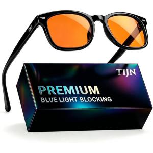 imageTIJN Premuim Blue Light Blocking Glasses for Women Men Square Frame Nerd Eyeglasses Anti Blue Ray Computer Screen GlassesBlack