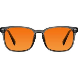 imageTIJN Premuim Blue Light Blocking Glasses for Women Men Square Frame Nerd Eyeglasses Anti Blue Ray Computer Screen GlassesClear Smoke