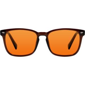 imageTIJN Premuim Blue Light Blocking Glasses for Women Men Square Frame Nerd Eyeglasses Anti Blue Ray Computer Screen GlassesDaily Protecthoney Brown