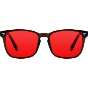 imageTIJN Premuim Blue Light Blocking Glasses for Women Men Square Frame Nerd Eyeglasses Anti Blue Ray Computer Screen GlassesHoney Brown