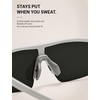image:imageTIJN AntiSlip Sport Sunglasses Men WomenUV400 Running Baseball Cycling Golf Hiking Fishing Wrap Around Outdoor Glasses06ion White