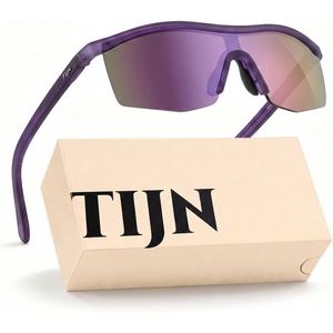 image:imageTIJN AntiSlip Sport Sunglasses Men WomenUV400 Running Baseball Cycling Golf Hiking Fishing Wrap Around Outdoor Glasses02holo Violet