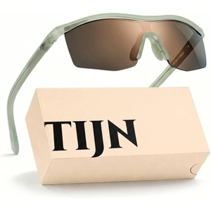 image:imageTIJN AntiSlip Sport Sunglasses Men WomenUV400 Running Baseball Cycling Golf Hiking Fishing Wrap Around Outdoor Glasses04nebula Green