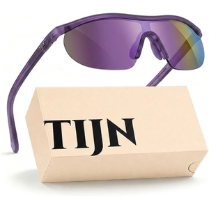 image:imageTIJN AntiSlip Sport Sunglasses Men WomenUV400 Running Baseball Cycling Golf Hiking Fishing Wrap Around Outdoor Glasses07holo Violet