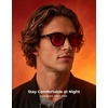 image:imageTIJN Blue Light Blocking Glasses Men Women Vintage Thick Round Rim Frame Eyeglasses24 Upgraded Red Lens  Jet Black