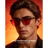 image:imageTIJN Blue Light Blocking Glasses Men Women Vintage Thick Round Rim Frame Eyeglasses25 Upgraded Red Lens  Crystal Grey