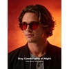 image:imageTIJN Blue Light Blocking Glasses Men Women Vintage Thick Round Rim Frame Eyeglasses27 Upgraded Red Lens  Coffee Brown