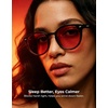 image:imageTIJN Blue Light Blocking Glasses Men Women Vintage Thick Round Rim Frame Eyeglasses28 Upgraded Red Lens  Crystal Olive