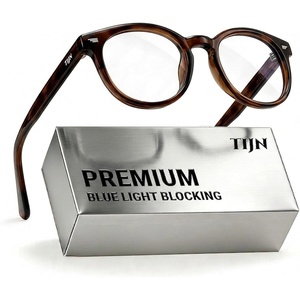 image:imageTIJN Blue Light Blocking Glasses Men Women Vintage Thick Round Rim Frame Eyeglasses21 Upgraded Clear Lens  Coffee Brown