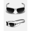 image:imageTIJN Polarized Sports Sunglasses for Women Men Lightweight TR90 Wraparound Frame with UV400 Protection for Outdoor Activities04 Metallic Silver  Grey  Straps
