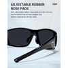 image:imageTIJN Polarized Sports Sunglasses for Women Men Lightweight TR90 Wraparound Frame with UV400 Protection for Outdoor Activities05 Jet Black  Grey  Upgraded