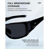 image:imageTIJN Polarized Sports Sunglasses for Women Men Lightweight TR90 Wraparound Frame with UV400 Protection for Outdoor Activities05 Jet Black  Grey  Upgraded