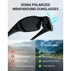 image:imageTIJN Polarized Sports Sunglasses for Women Men Lightweight TR90 Wraparound Frame with UV400 Protection for Outdoor Activities05 Jet Black  Grey  Upgraded