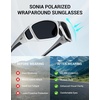 image:imageTIJN Polarized Sports Sunglasses for Women Men Lightweight TR90 Wraparound Frame with UV400 Protection for Outdoor Activities07 Metallic Silver  Grey  Upgraded
