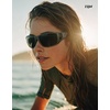 image:imageTIJN Polarized Sports Sunglasses for Women Men Lightweight TR90 Wraparound Frame with UV400 Protection for Outdoor Activities08 Matte Silver Grey  Grey  Upgraded