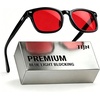 image:imageTIJN Premium Blue Light Blocking Glasses for Women Men Computer Gaming Use  Square TR90 Frame Nerd Eyeglasses Anti Blue Ray with Red Orange Clear Lens for Computer Phone TV and Evening Screen UseBlack