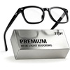 image:imageTIJN Premium Blue Light Blocking Glasses for Women Men Computer Gaming Use  Square TR90 Frame Nerd Eyeglasses Anti Blue Ray with Red Orange Clear Lens for Computer Phone TV and Evening Screen UseBlack