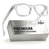 image:imageTIJN Premium Blue Light Blocking Glasses for Women Men Computer Gaming Use  Square TR90 Frame Nerd Eyeglasses Anti Blue Ray with Red Orange Clear Lens for Computer Phone TV and Evening Screen UseCrystal Clear