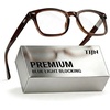 image:imageTIJN Premium Blue Light Blocking Glasses for Women Men Computer Gaming Use  Square TR90 Frame Nerd Eyeglasses Anti Blue Ray with Red Orange Clear Lens for Computer Phone TV and Evening Screen UseHoney Brown
