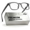 image:imageTIJN Premium Blue Light Blocking Glasses for Women Men Computer Gaming Use  Square TR90 Frame Nerd Eyeglasses Anti Blue Ray with Red Orange Clear Lens for Computer Phone TV and Evening Screen UseClear Smoke
