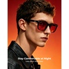 image:imageTIJN Premium Blue Light Blocking Glasses for Women Men Computer Gaming Use  Square TR90 Frame Nerd Eyeglasses Anti Blue Ray with Red Orange Clear Lens for Computer Phone TV and Evening Screen UseBlack