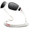 image:imageTIJN Polarized Sports Sunglasses for Women Men Lightweight TR90 Wraparound Frame with UV400 Protection for Outdoor Activities03 White  Grey  Straps