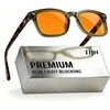 image:imageTIJN Premium Blue Light Blocking Glasses for Women Men Computer Gaming Use  Square TR90 Frame Nerd Eyeglasses Anti Blue Ray with Red Orange Clear Lens for Computer Phone TV and Evening Screen UseOlive Tortoise