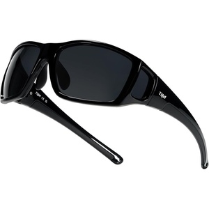 image:imageTIJN Polarized Sports Sunglasses for Women Men Lightweight TR90 Wraparound Frame with UV400 Protection for Outdoor Activities05 Jet Black  Grey  Upgraded