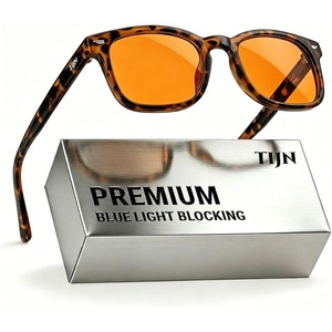 image:imageTIJN Premium Blue Light Blocking Glasses for Women Men Computer Gaming Use  Square TR90 Frame Nerd Eyeglasses Anti Blue Ray with Red Orange Clear Lens for Computer Phone TV and Evening Screen UseMatte Leopard